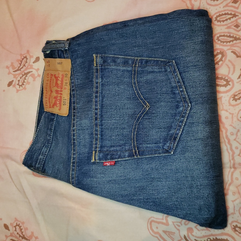36x30 Levi 501 Levi Strauss & Co. Blue Jeans Multiple Buttons (D)